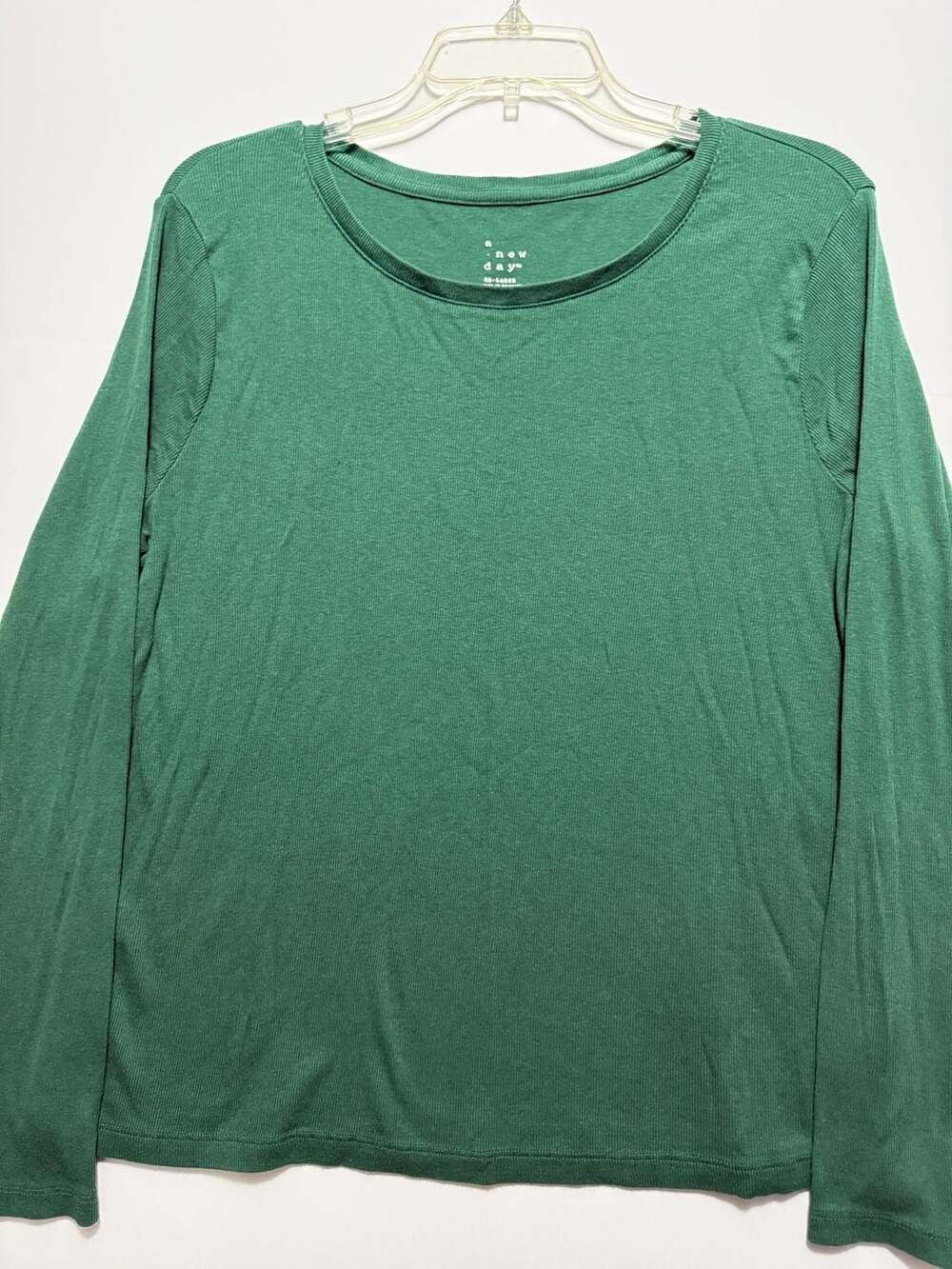 A New Day Green Ribbed Long Sleeve Crewneck T-Shirt XX-Large